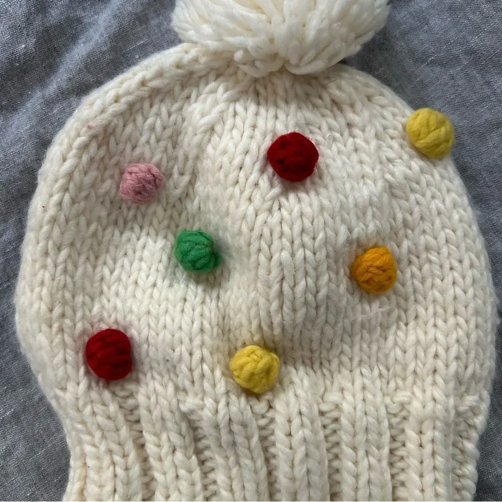 The Blueberry Hill Percy Dot Beanie Rainbow Pom Pom